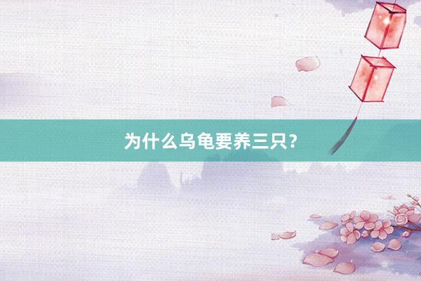 为什么乌龟要养三只？