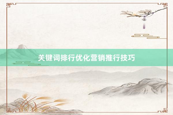 关键词排行优化营销推行技巧